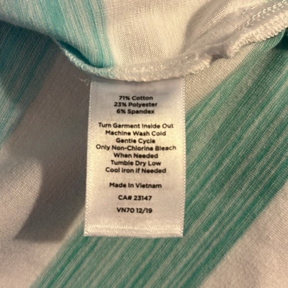 NWOT Talbots Blue, White And Purple Striped Top With Three-Quarter Sleeves - Picture 8 of 9